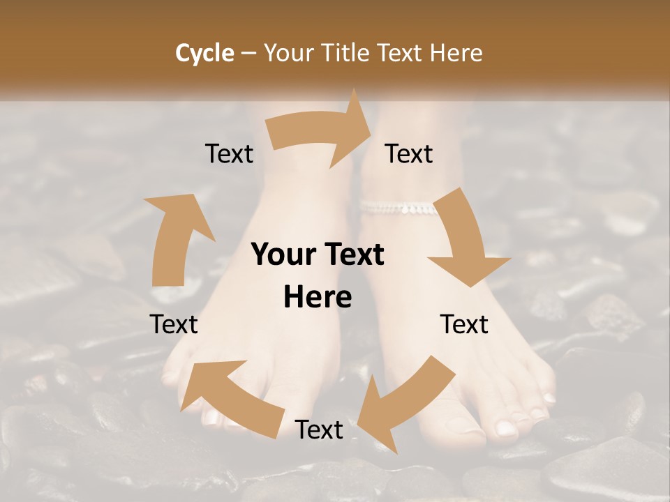 A Woman's Bare Feet On Rocks With A Name Plate PowerPoint Template