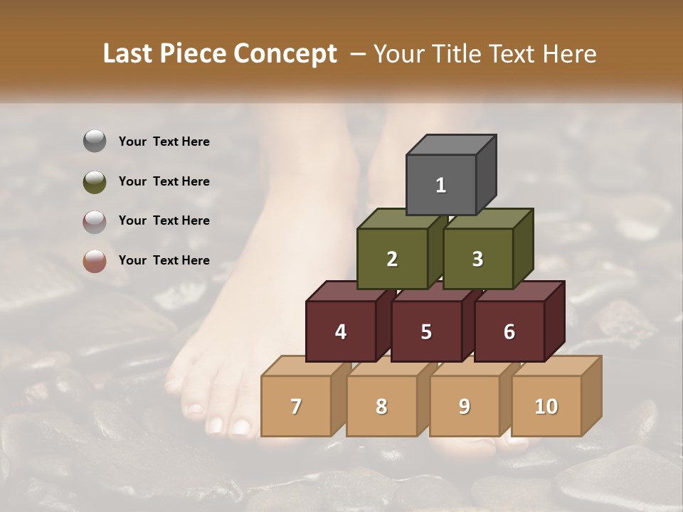 A Woman's Bare Feet On Rocks With A Name Plate PowerPoint Template