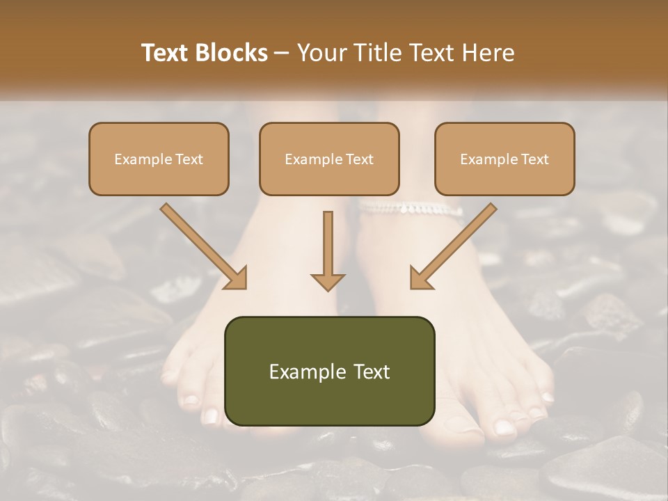 A Woman's Bare Feet On Rocks With A Name Plate PowerPoint Template