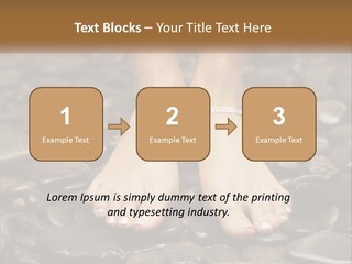 A Woman's Bare Feet On Rocks With A Name Plate PowerPoint Template