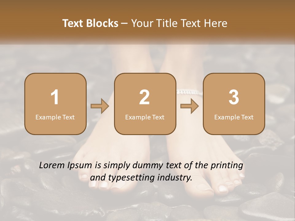 A Woman's Bare Feet On Rocks With A Name Plate PowerPoint Template