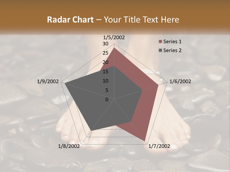 A Woman's Bare Feet On Rocks With A Name Plate PowerPoint Template