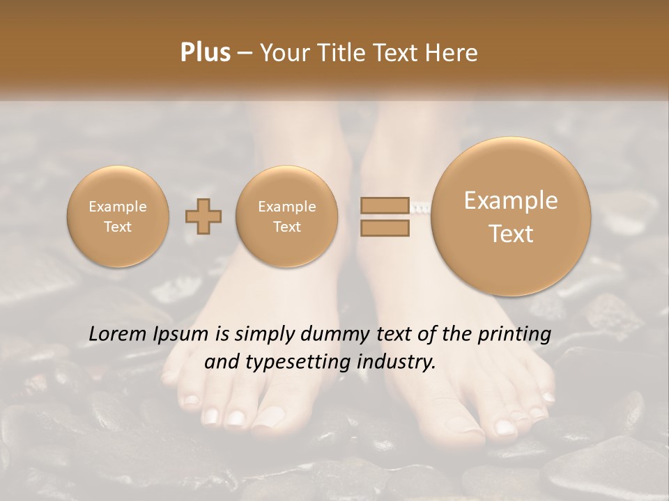 A Woman's Bare Feet On Rocks With A Name Plate PowerPoint Template