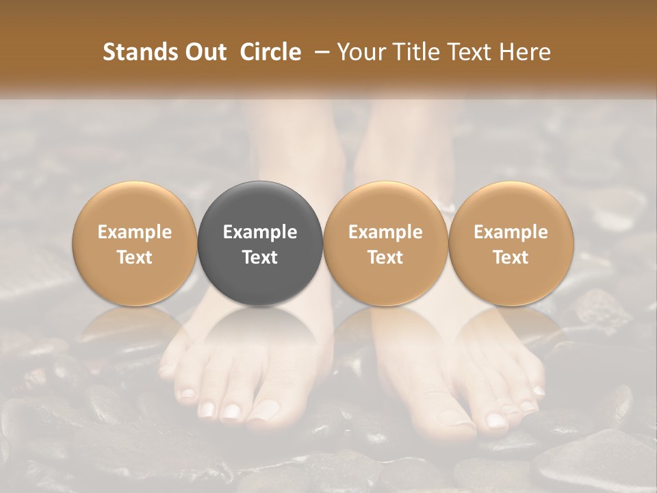 A Woman's Bare Feet On Rocks With A Name Plate PowerPoint Template