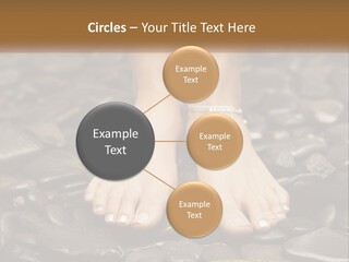 A Woman's Bare Feet On Rocks With A Name Plate PowerPoint Template