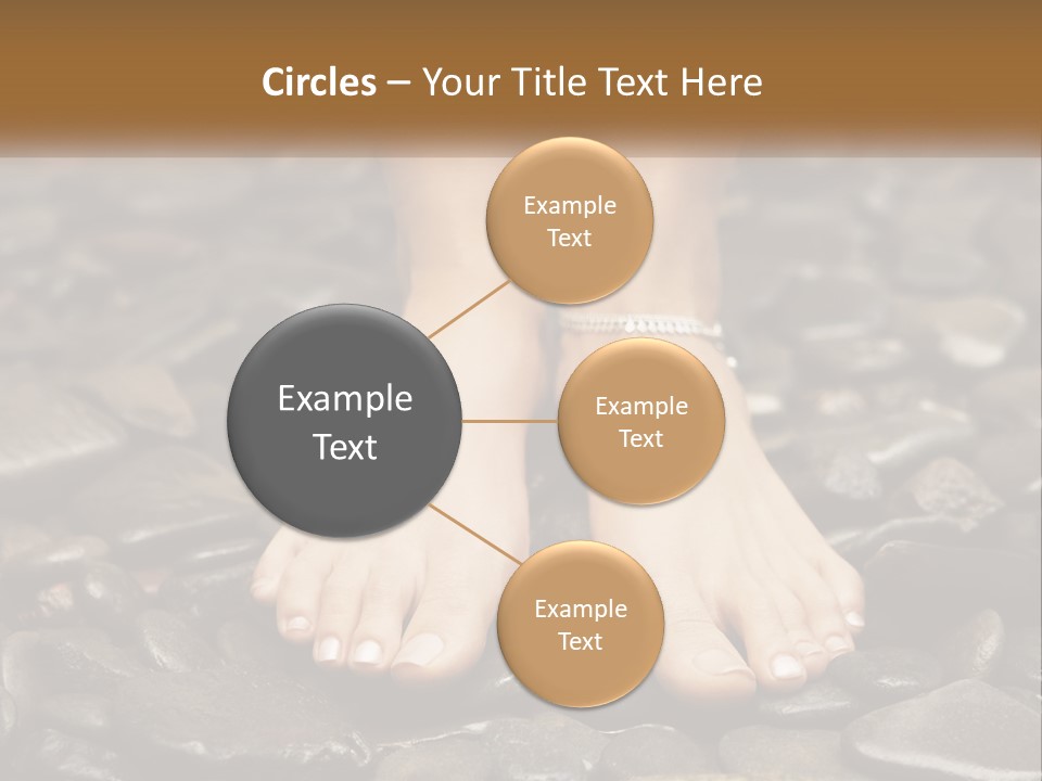 A Woman's Bare Feet On Rocks With A Name Plate PowerPoint Template