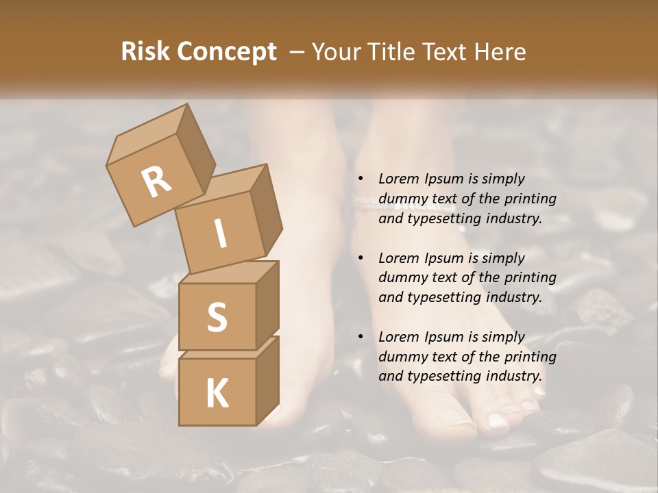 A Woman's Bare Feet On Rocks With A Name Plate PowerPoint Template