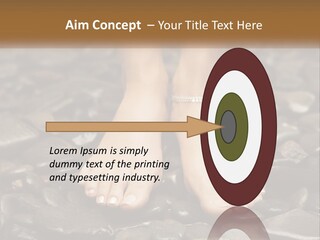 A Woman's Bare Feet On Rocks With A Name Plate PowerPoint Template