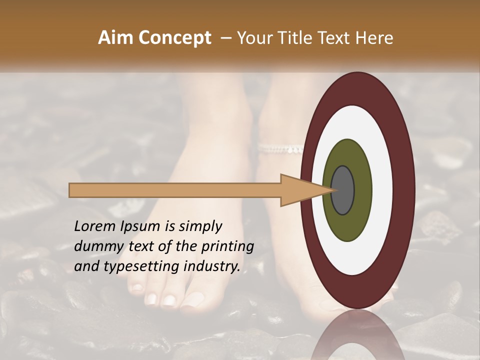 A Woman's Bare Feet On Rocks With A Name Plate PowerPoint Template