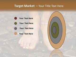 A Woman's Bare Feet On Rocks With A Name Plate PowerPoint Template