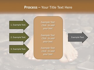 A Woman's Bare Feet On Rocks With A Name Plate PowerPoint Template