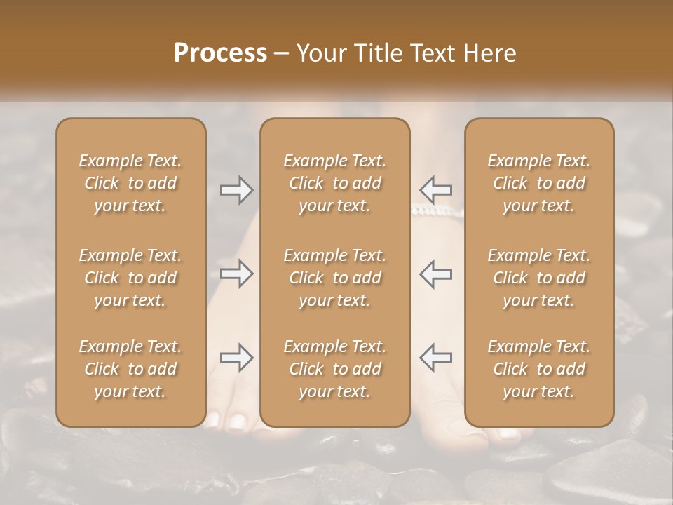 A Woman's Bare Feet On Rocks With A Name Plate PowerPoint Template