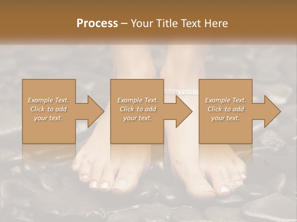 A Woman's Bare Feet On Rocks With A Name Plate PowerPoint Template