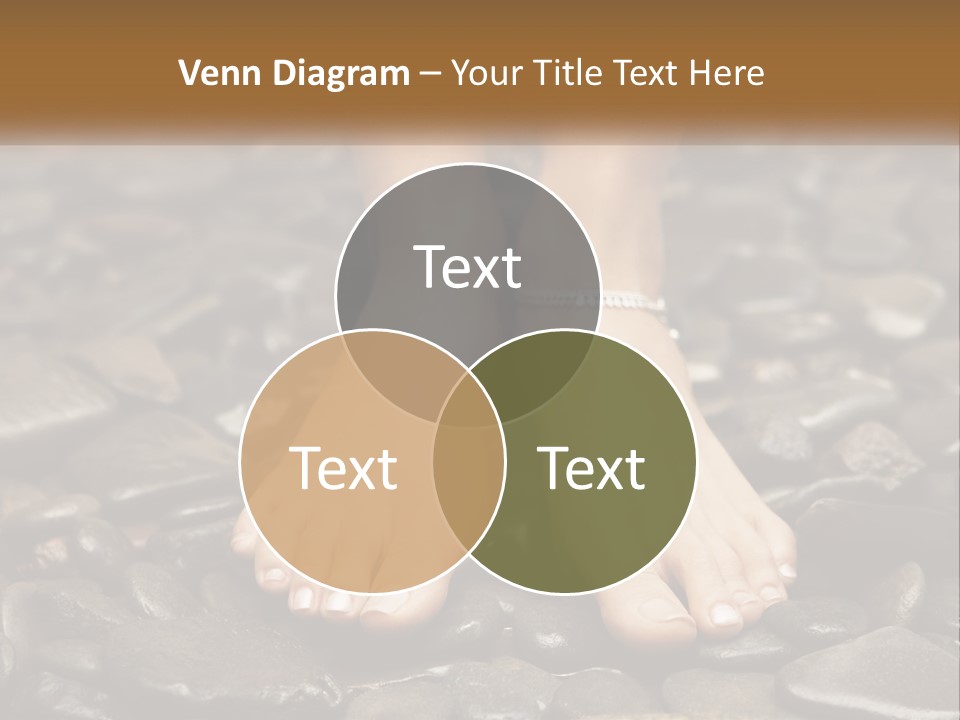 A Woman's Bare Feet On Rocks With A Name Plate PowerPoint Template