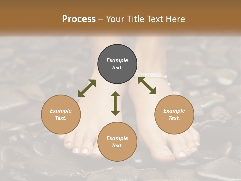A Woman's Bare Feet On Rocks With A Name Plate PowerPoint Template
