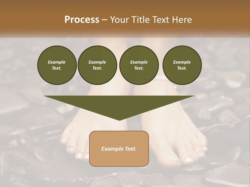 A Woman's Bare Feet On Rocks With A Name Plate PowerPoint Template