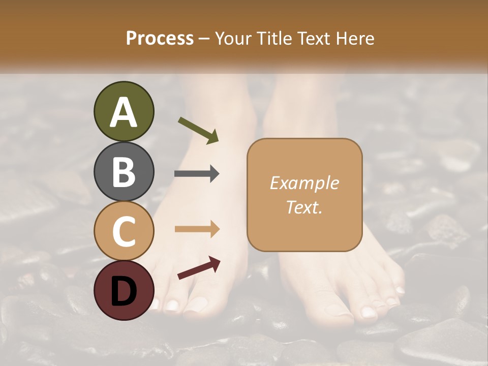 A Woman's Bare Feet On Rocks With A Name Plate PowerPoint Template