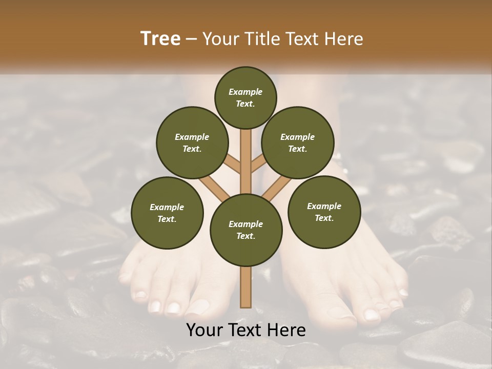 A Woman's Bare Feet On Rocks With A Name Plate PowerPoint Template