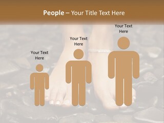A Woman's Bare Feet On Rocks With A Name Plate PowerPoint Template