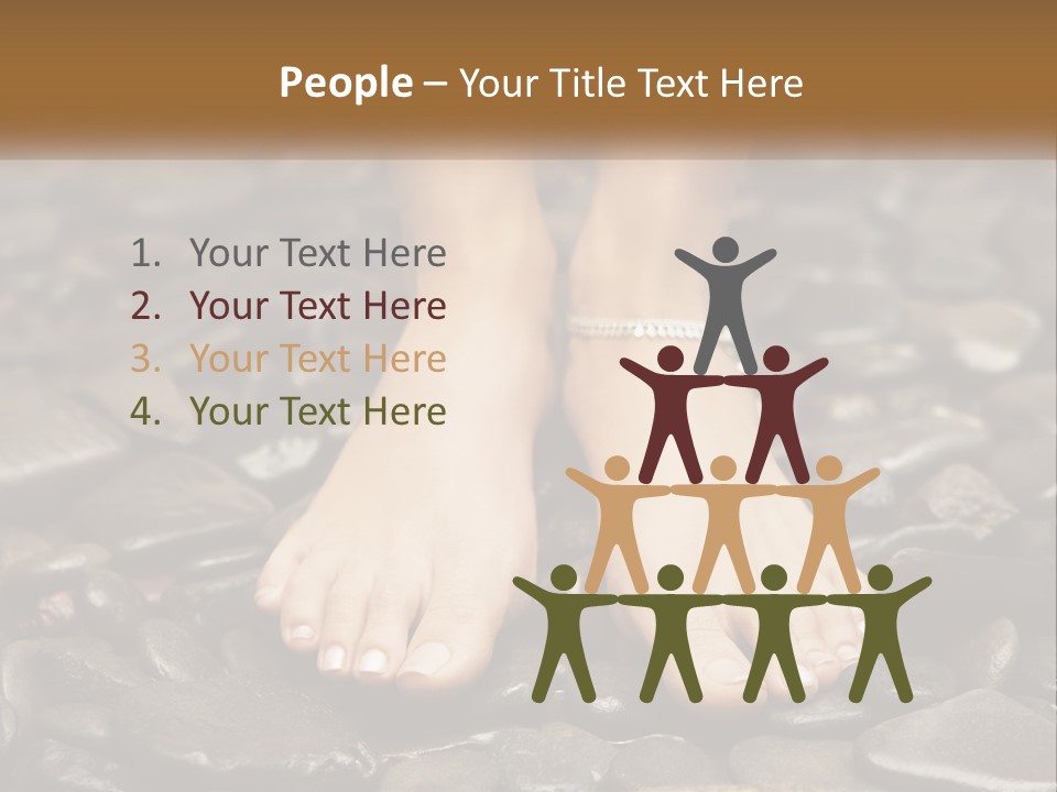 A Woman's Bare Feet On Rocks With A Name Plate PowerPoint Template