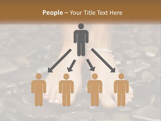 A Woman's Bare Feet On Rocks With A Name Plate PowerPoint Template