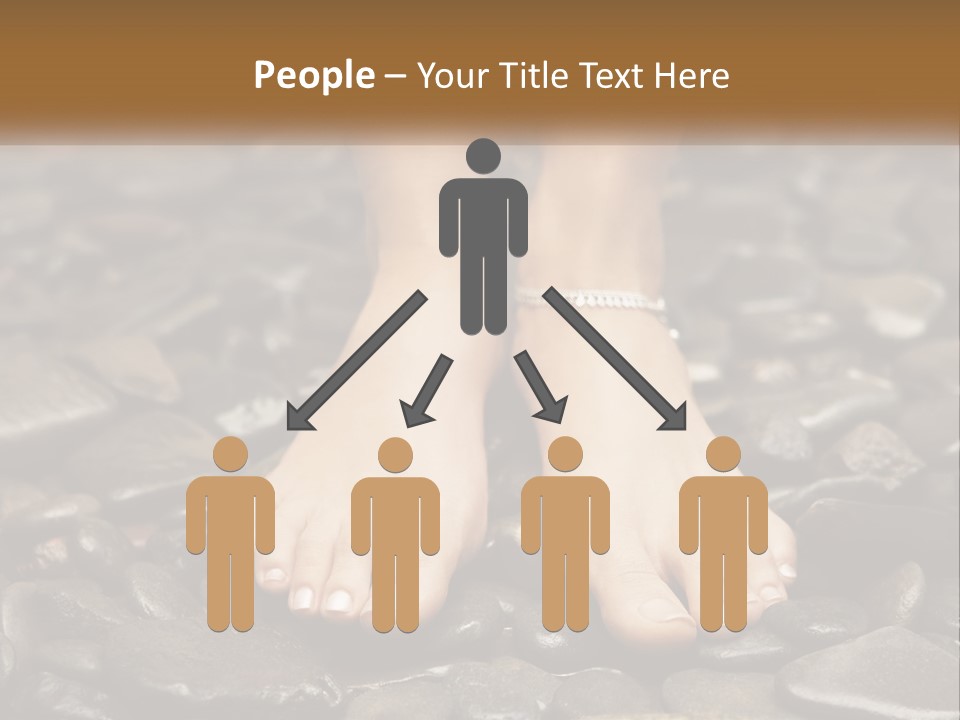 A Woman's Bare Feet On Rocks With A Name Plate PowerPoint Template