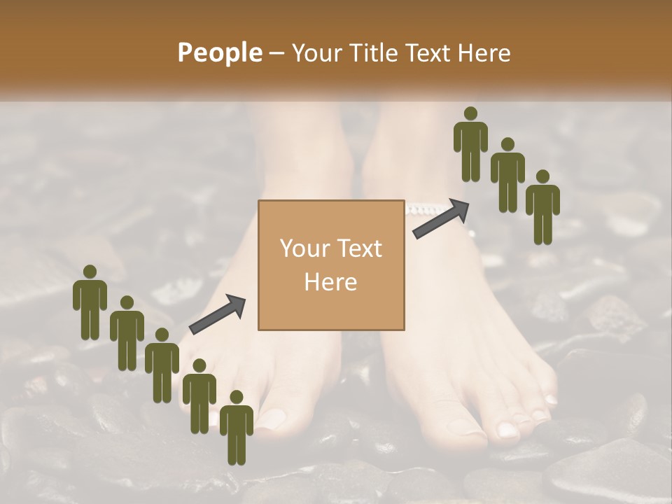 A Woman's Bare Feet On Rocks With A Name Plate PowerPoint Template