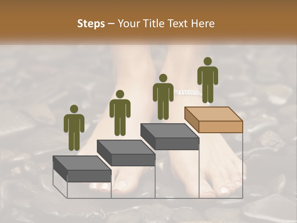 A Woman's Bare Feet On Rocks With A Name Plate PowerPoint Template