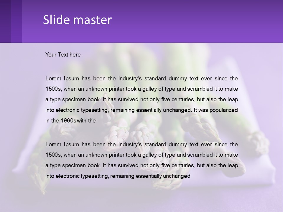 A Bunch Of Green Asparagus On A Purple Surface PowerPoint Template