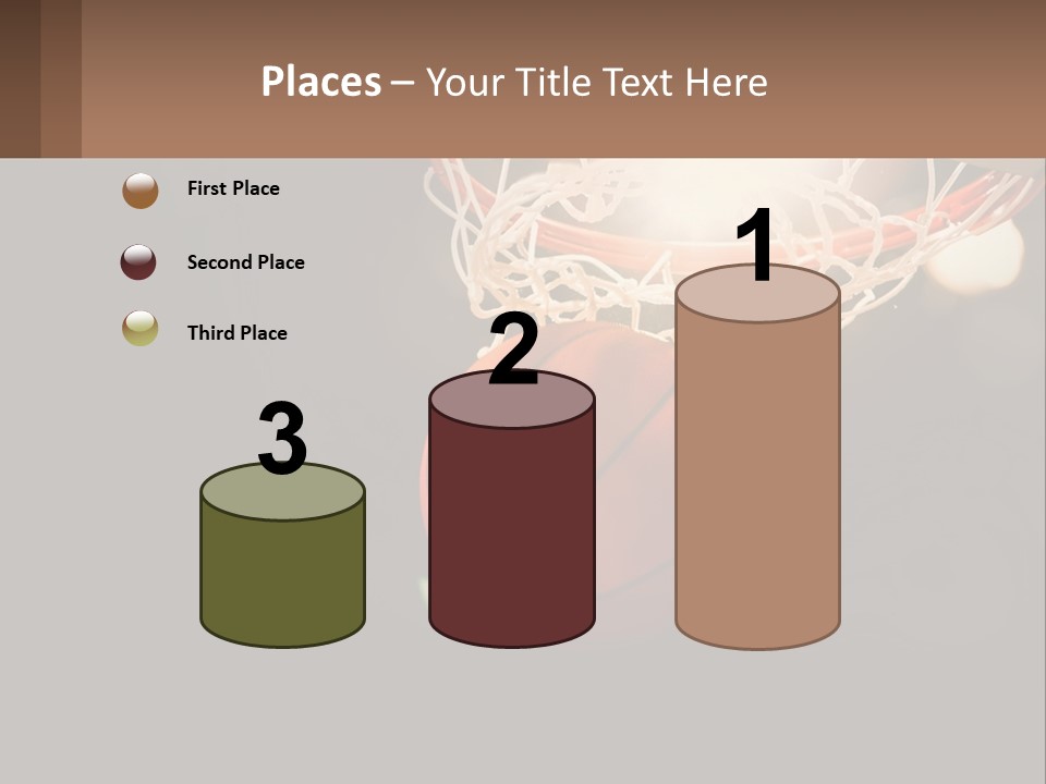 A Basketball Going Through The Net Of A Basketball Hoop PowerPoint Template