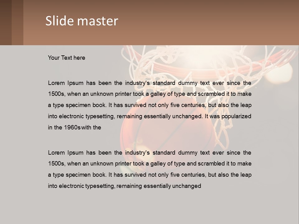 A Basketball Going Through The Net Of A Basketball Hoop PowerPoint Template