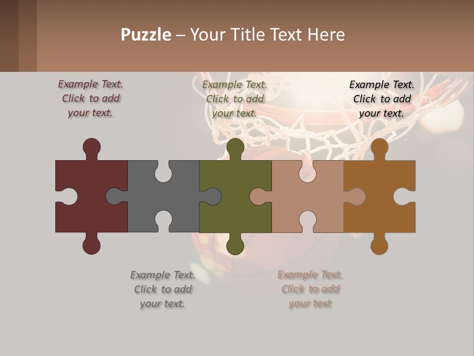 A Basketball Going Through The Net Of A Basketball Hoop PowerPoint Template