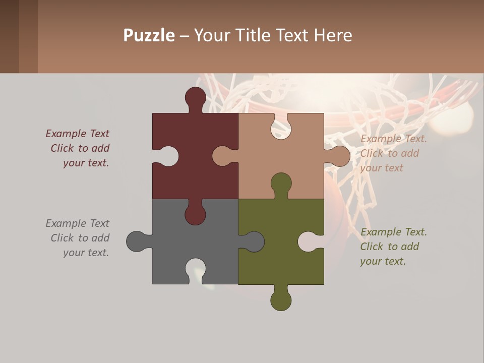 A Basketball Going Through The Net Of A Basketball Hoop PowerPoint Template