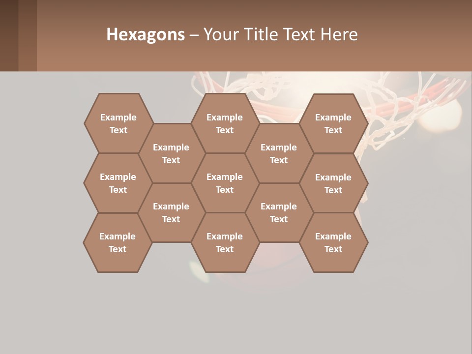 A Basketball Going Through The Net Of A Basketball Hoop PowerPoint Template