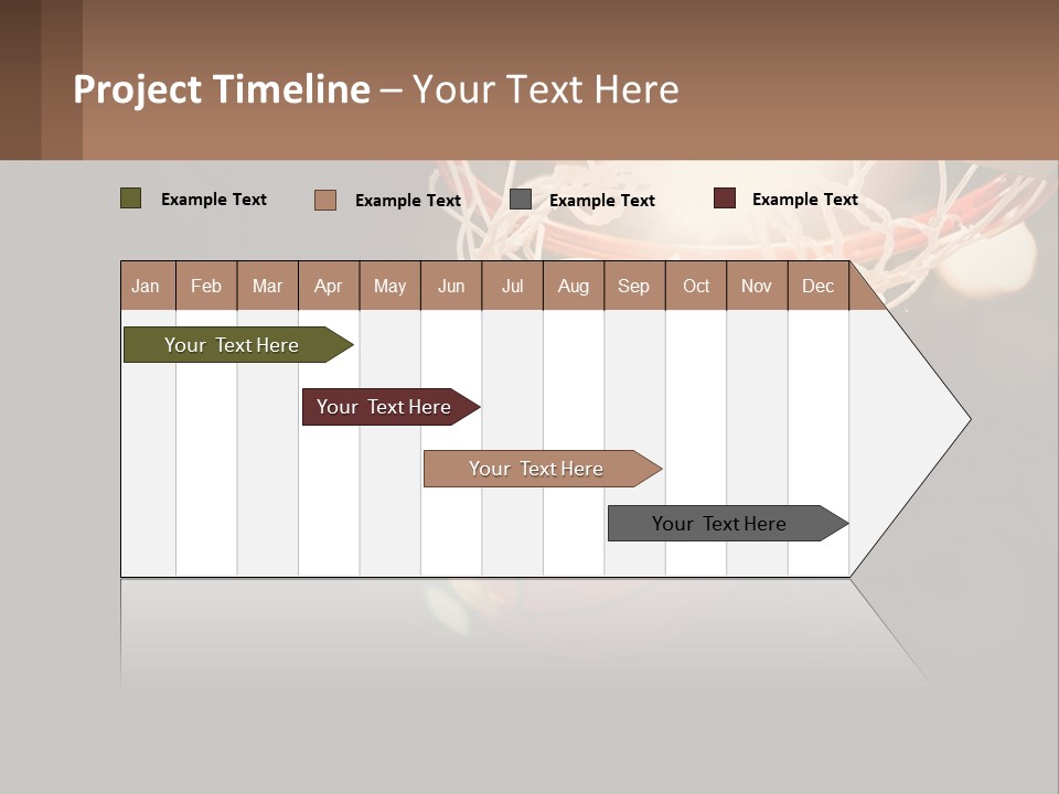 A Basketball Going Through The Net Of A Basketball Hoop PowerPoint Template