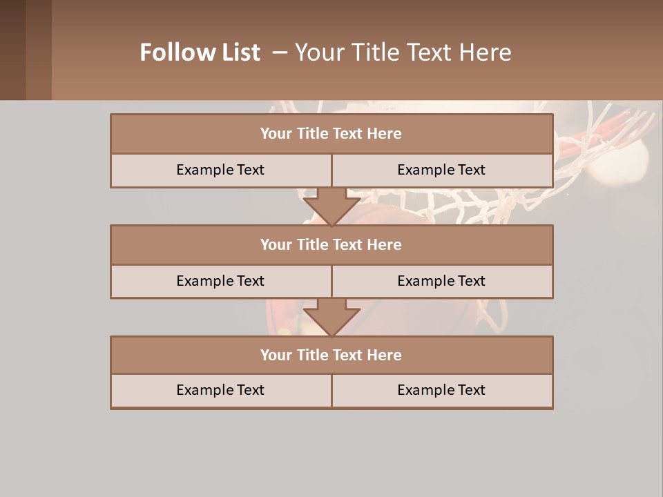 A Basketball Going Through The Net Of A Basketball Hoop PowerPoint Template