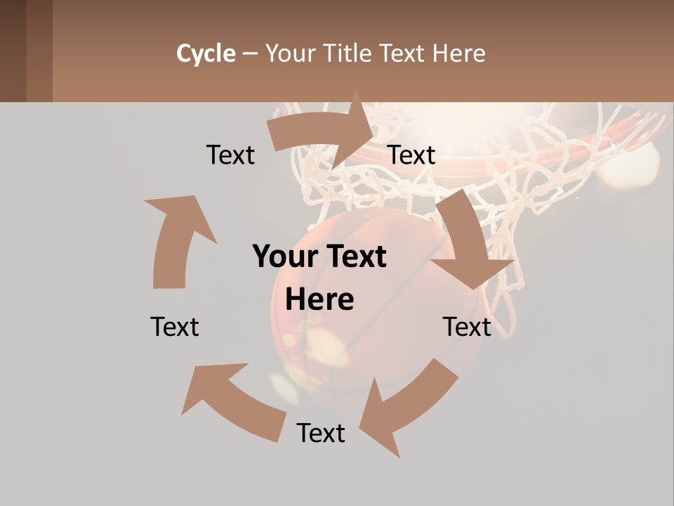 A Basketball Going Through The Net Of A Basketball Hoop PowerPoint Template