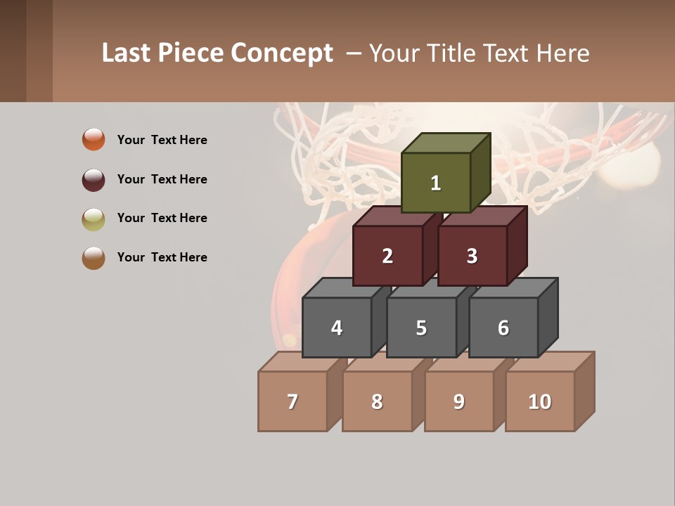 A Basketball Going Through The Net Of A Basketball Hoop PowerPoint Template