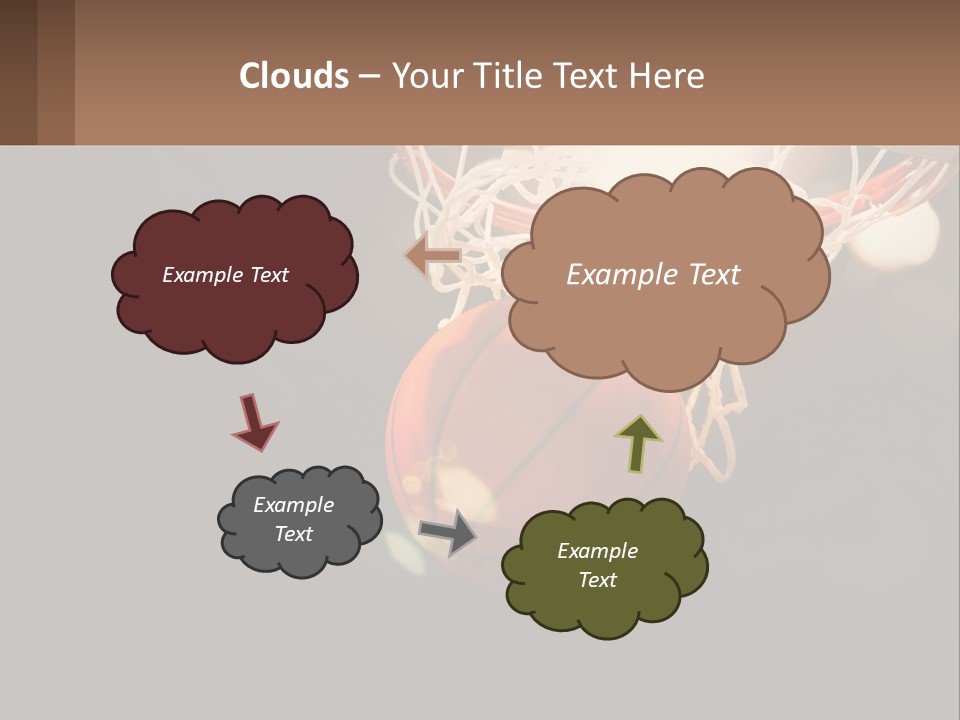 A Basketball Going Through The Net Of A Basketball Hoop PowerPoint Template