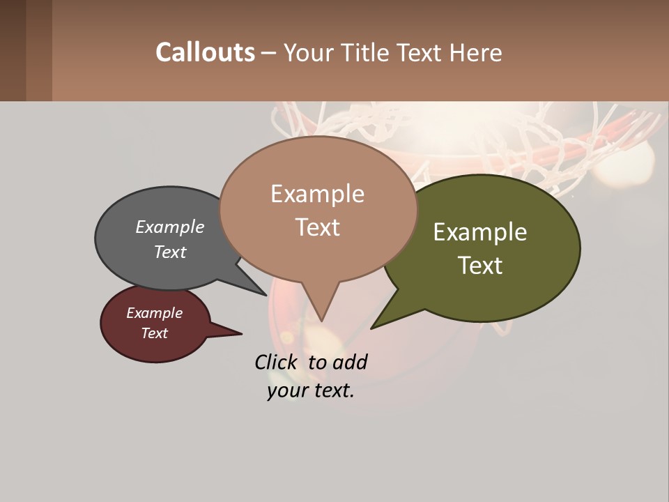 A Basketball Going Through The Net Of A Basketball Hoop PowerPoint Template