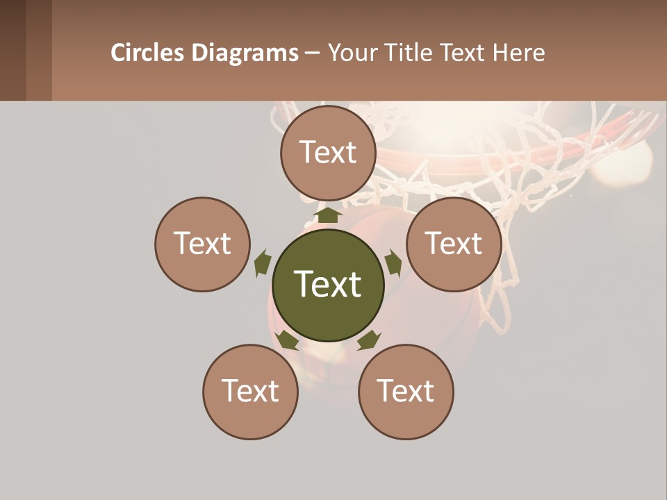 A Basketball Going Through The Net Of A Basketball Hoop PowerPoint Template