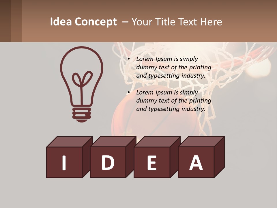 A Basketball Going Through The Net Of A Basketball Hoop PowerPoint Template