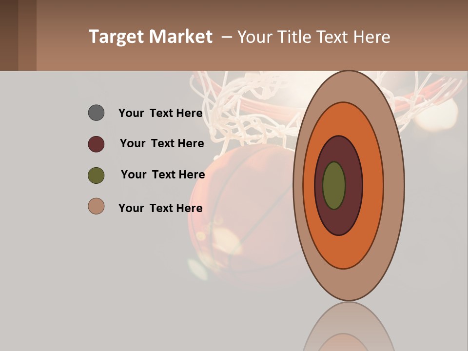 A Basketball Going Through The Net Of A Basketball Hoop PowerPoint Template