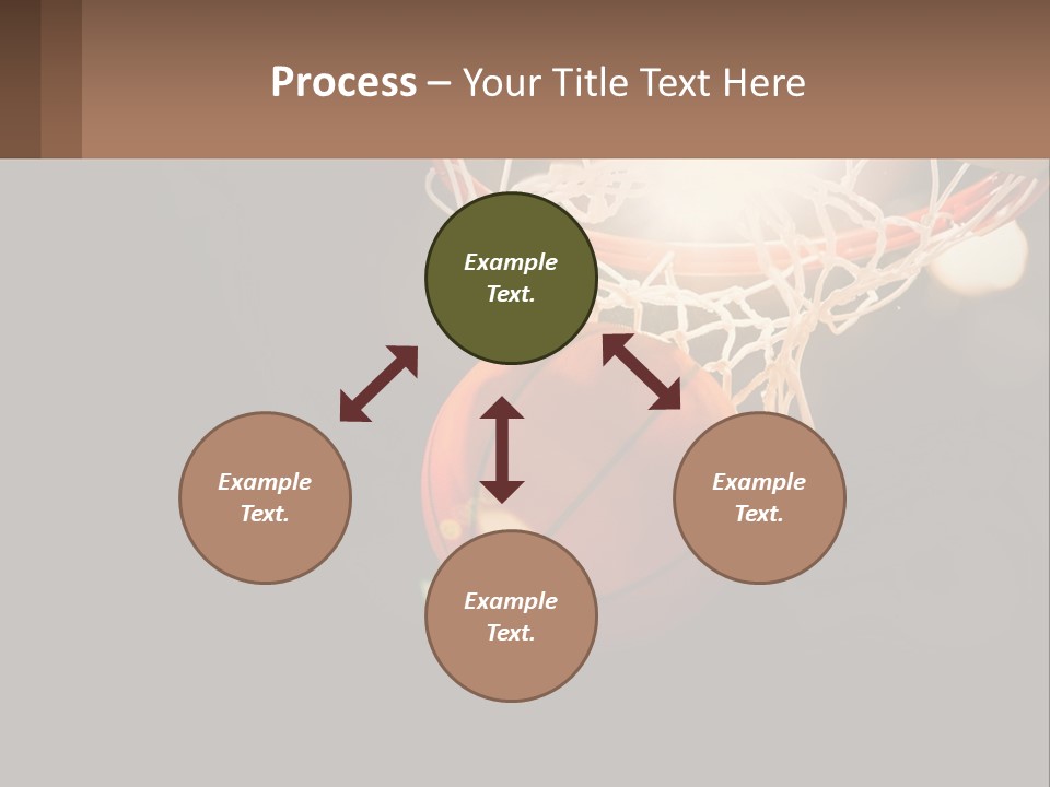 A Basketball Going Through The Net Of A Basketball Hoop PowerPoint Template