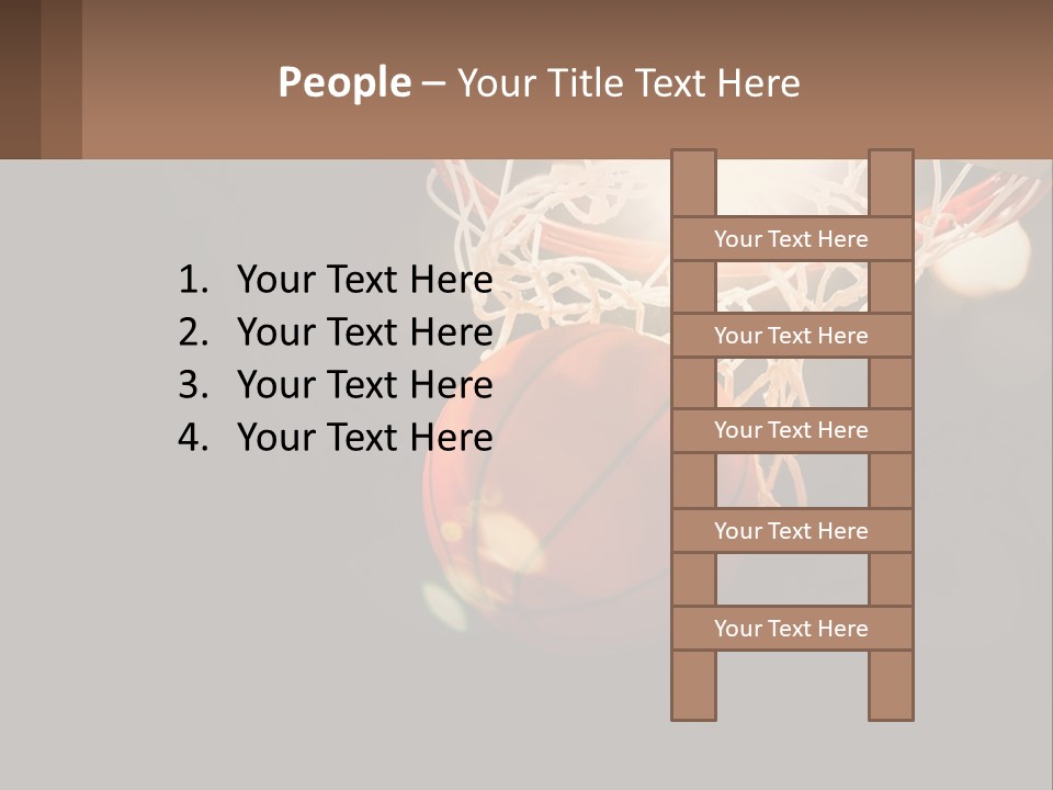 A Basketball Going Through The Net Of A Basketball Hoop PowerPoint Template