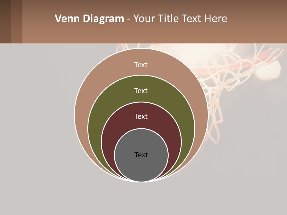 A Basketball Going Through The Net Of A Basketball Hoop PowerPoint Template