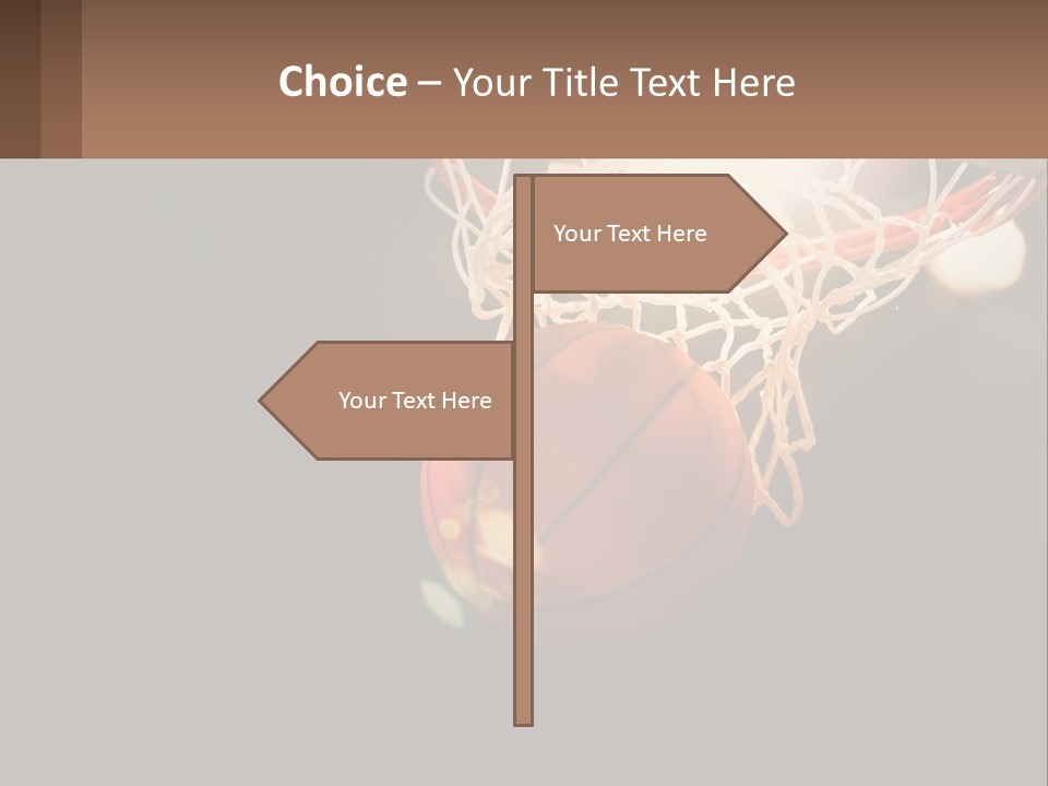 A Basketball Going Through The Net Of A Basketball Hoop PowerPoint Template