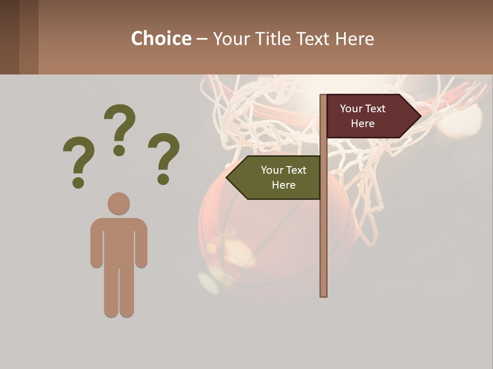 A Basketball Going Through The Net Of A Basketball Hoop PowerPoint Template