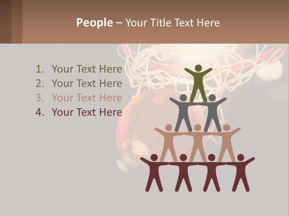 A Basketball Going Through The Net Of A Basketball Hoop PowerPoint Template