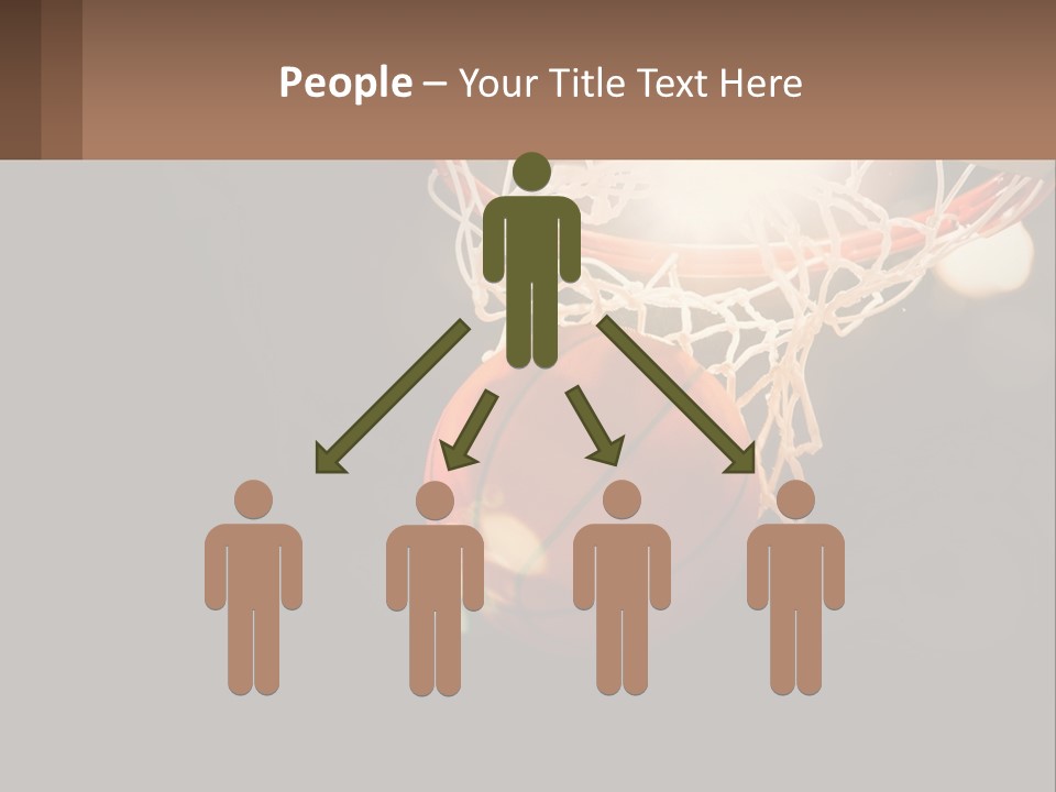 A Basketball Going Through The Net Of A Basketball Hoop PowerPoint Template